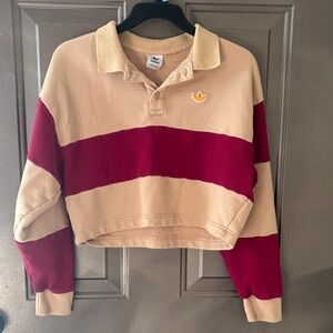 Adidas Women's Bold Red and Tan Crop Top